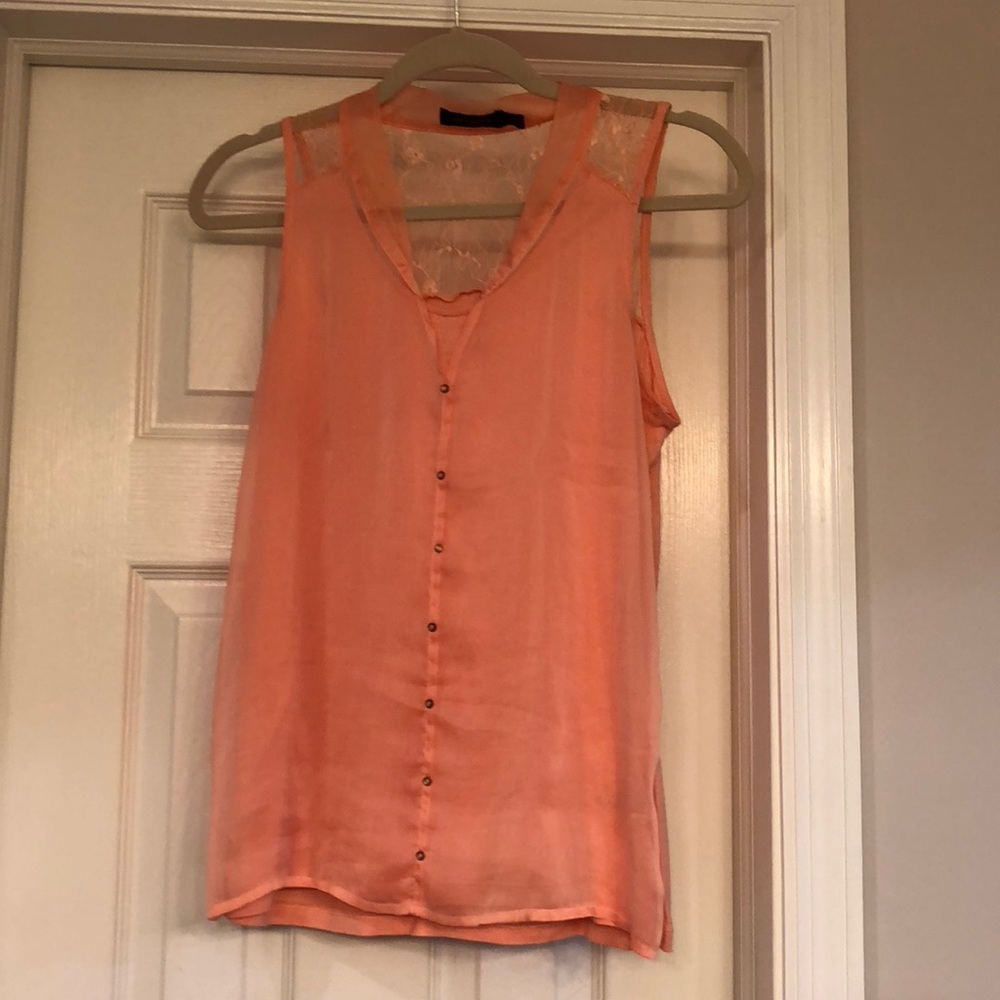 Peach sleeveless and lace shirt